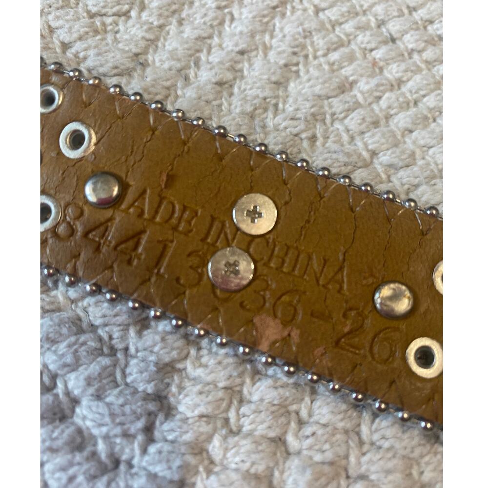 Western Belt Size 26 Rhinestone Bling Silver Glitter Crystal Cross Studded Y2K - Picture 4 of 10